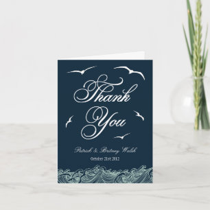 Cartes de remerciement de mariage nautique bleu ma