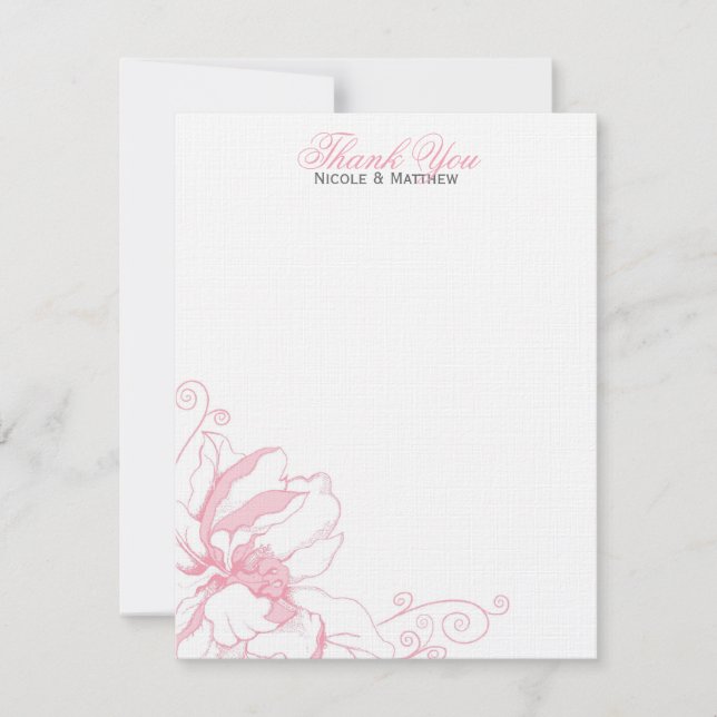 Cartes de remerciement de mariage plates à motif f (Devant)