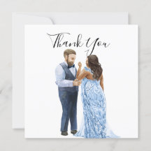 Cartes de remerciement de mariage pour couple inte