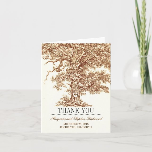cartes de remerciement de mariage romantique avec  (Devant)