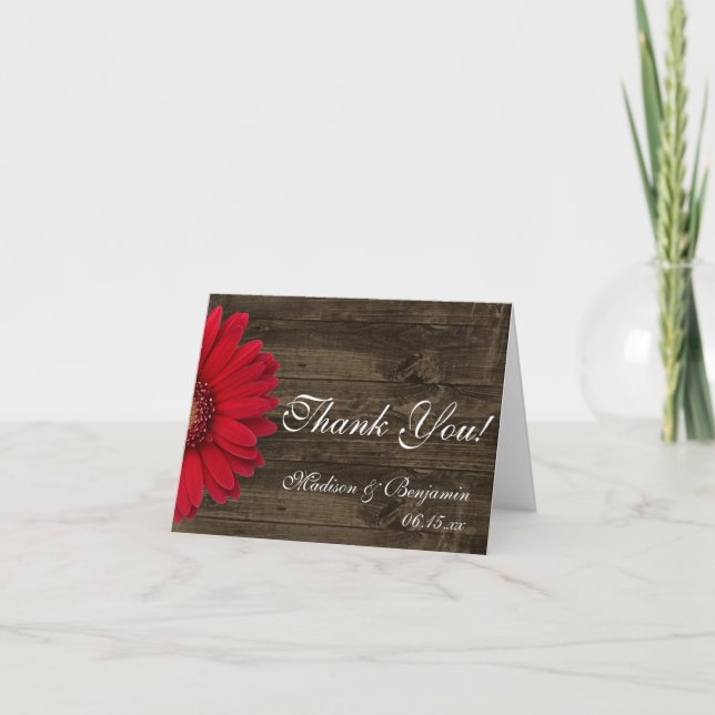 Cartes de remerciement de mariage rustiques à moti (Devant)