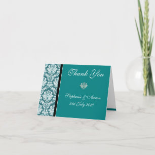 Cartes de remerciement de mariage sarcelle