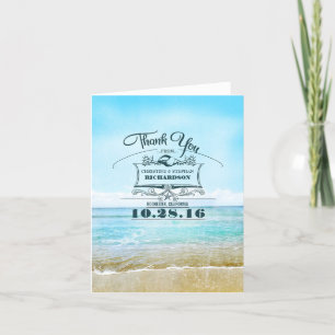 Cartes de remerciement de mariage sur la plage