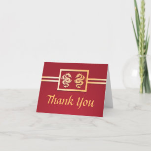 Cartes de remerciement Dragon Rouge et Or
