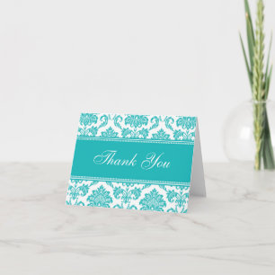 Cartes de remerciement en Damas turquoise