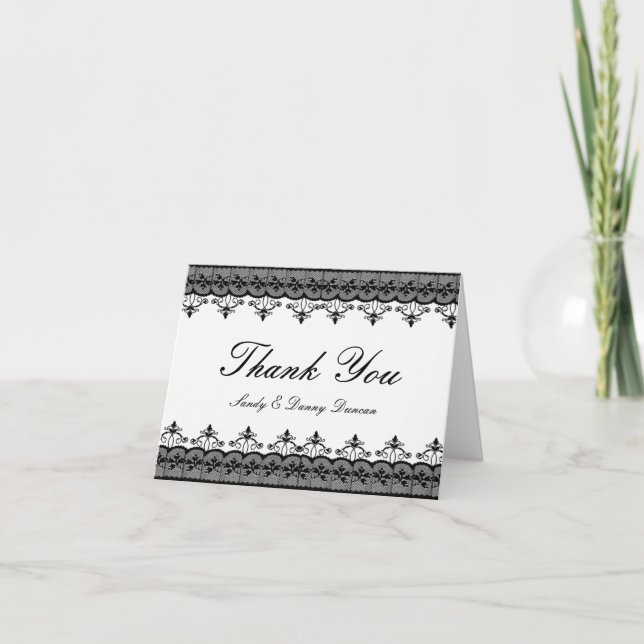 Cartes de remerciement en dentelle noire (Devant)