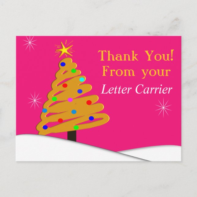 Cartes de remerciement FACTEUR Rose (Devant)