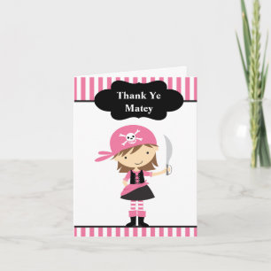 Cartes de remerciement Fille Pirate Rose