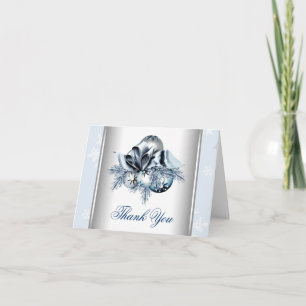 Cartes de remerciement Flocon de neige bleu hivern