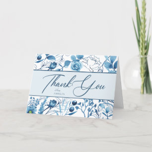 Cartes de remerciement Floral Bleu