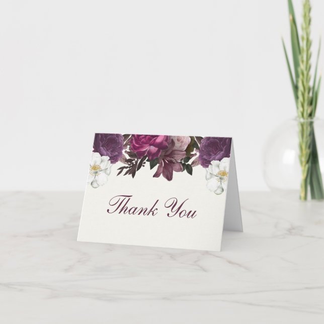 Cartes de Remerciement Florale Violet (Devant)