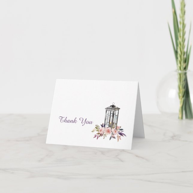 Cartes de remerciement florales aquarelles Lantern (Devant)