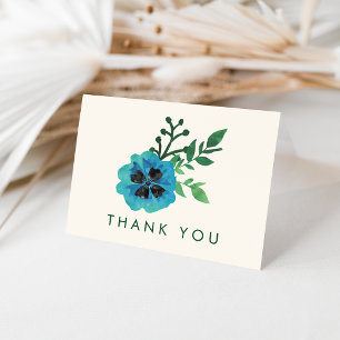 Cartes de remerciement florales bleues