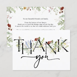 Cartes de remerciement florales Boho élégantes