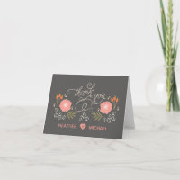 Cartes de remerciement florales rustiques mignonne