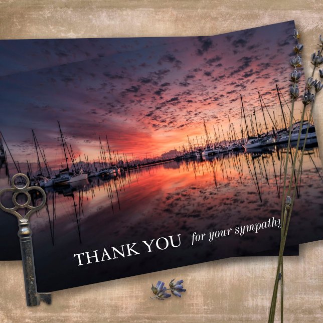 Cartes de remerciement funéraire | Coucher de sole (Sympathy Photo Celebration of Life, In Loving Memory, Forever in our Hearts Funeral thank you cards)