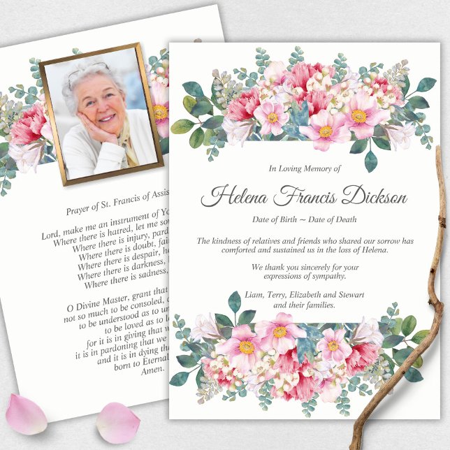 Cartes de remerciement funéraire | Jardin parfumé (funeral thank you cards, bereavement, elegant, simple, celebration of life, sympathy card)