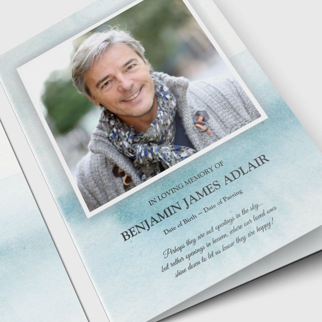 Cartes de remerciement funéraire | Lavage bleu aqu (Sympathy Photo Celebration of Life, In Loving Memory, Forever in our Hearts Funeral thank you cards)