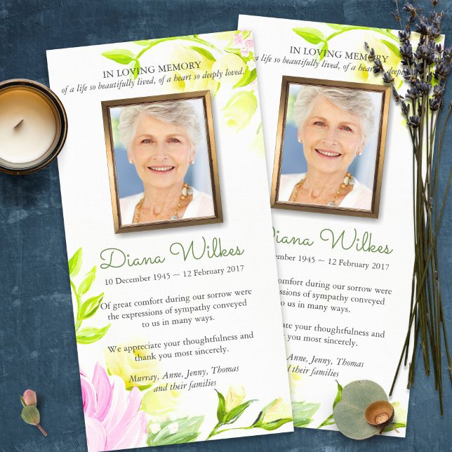 Cartes de remerciement funéraire | Pastel Roses 1 (funeral thank you cards, bereavement, elegant, simple, celebration of life, sympathy card)
