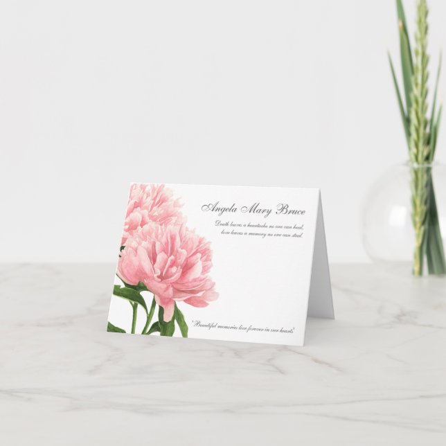 Cartes de remerciement funéraire | Peony rose anti (Devant)