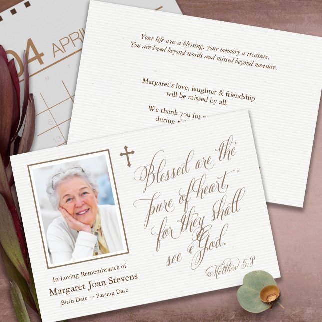 Cartes de remerciement funéraire | Pure Du Coeur (funeral thank you cards, bereavement, elegant, simple, celebration of life, sympathy card)