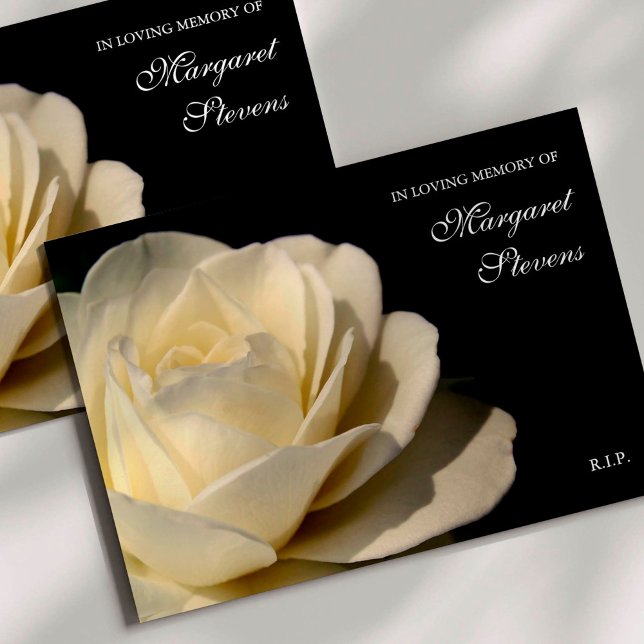 Cartes de remerciement funéraire | Rose blanche (White Rose Memorial Sympathy Funeral Thank You Card)