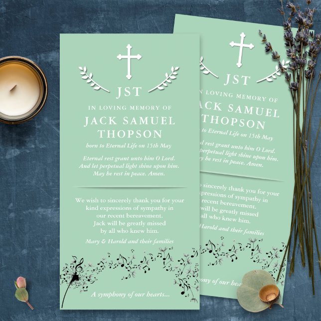 Cartes de remerciement funéraire | Symphonie cardi (funeral thank you cards, bereavement, elegant, simple, celebration of life, sympathy card)