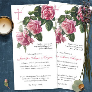 Cartes de remerciement funéraire   Tea Rose & Croi