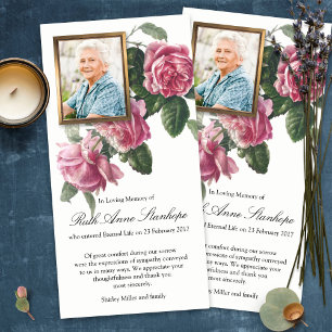 Cartes de remerciement funéraire   Tea Rose & Phot
