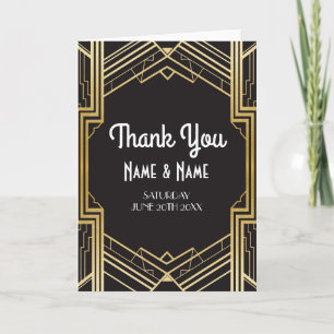 Cartes de remerciement Gatsby Art déco mariage pli