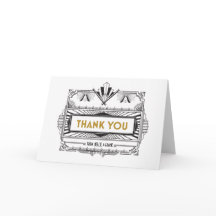 Cartes de remerciement Great Gatsby noir et or