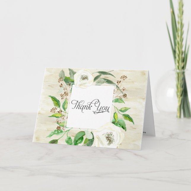 Cartes de Remerciement Mariage Bohème Feuille Bois (Devant)