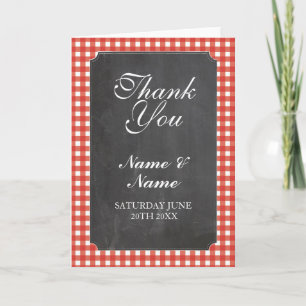 Cartes de remerciement Mariage carreaux rouges à l