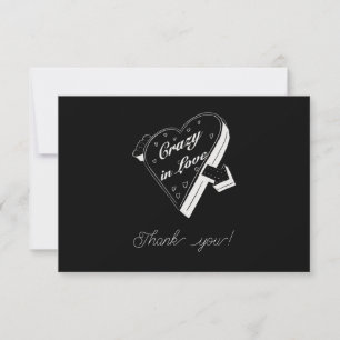 Cartes de remerciement noir et blanc follement amo