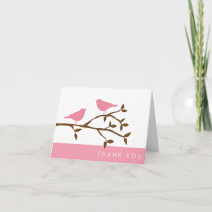 Cartes de remerciement Oiseaux d'amour roses