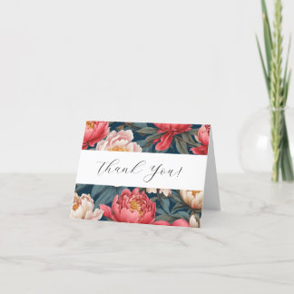 Cartes de remerciement orientales avec pivoines ro