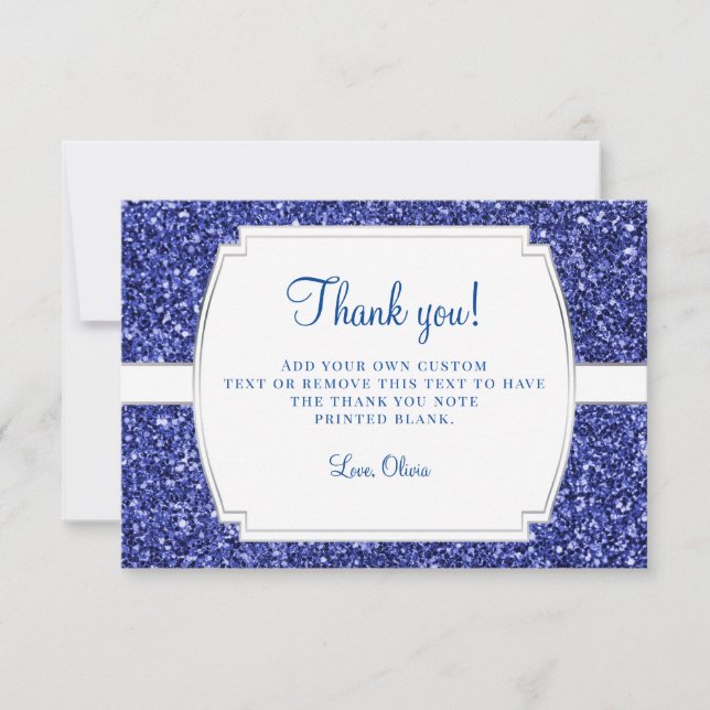 Cartes de remerciement Paillettes Bleu Royal (Devant)