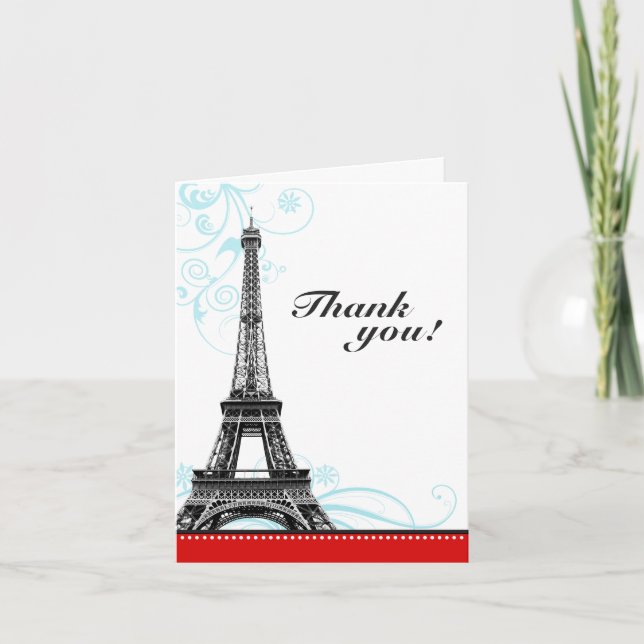 Cartes de remerciement parisiennes avec une touche (Devant)