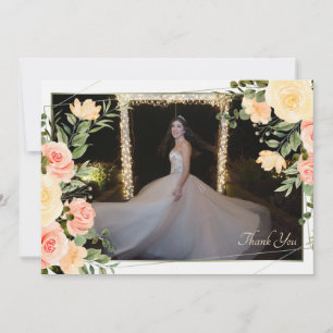 Cartes de remerciement photo encadrées de roses ja