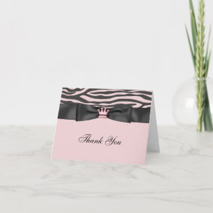 Cartes de remerciement Pink Zebra Rose Noir Prince