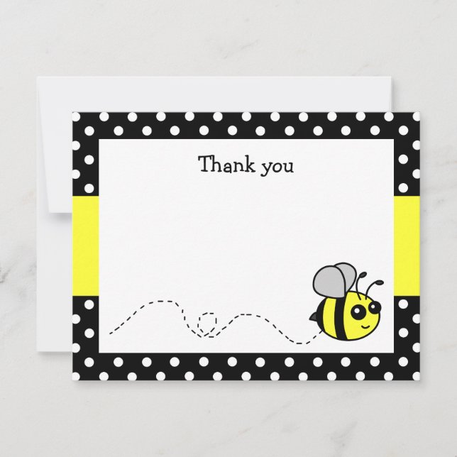 Cartes de remerciement plates jaunes abeille bourd (Devant)