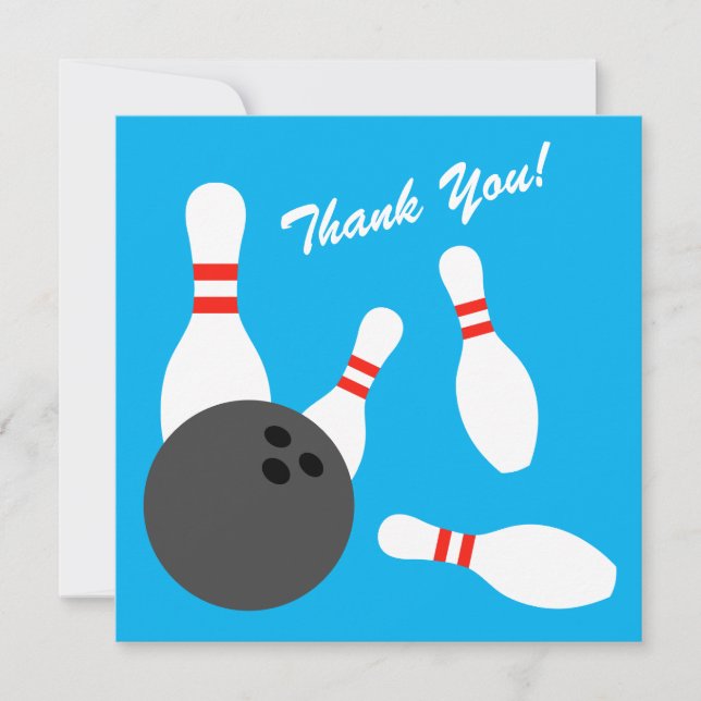 Cartes de remerciement pour anniversaire de bowlin (Devant)