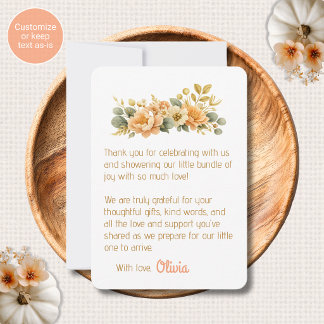 Cartes de remerciement pour Baby Shower thème flor