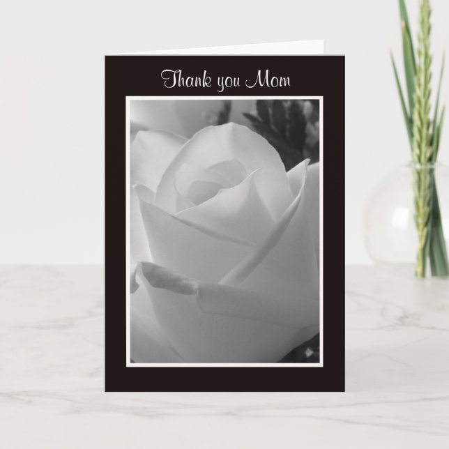 Cartes de remerciement pour maman Rose noire et bl (Devant)