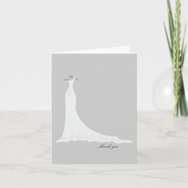 Cartes de remerciement pour robe de mariée {Argent (Devant)