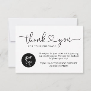 Cartes de remerciement professionnelles noir blanc