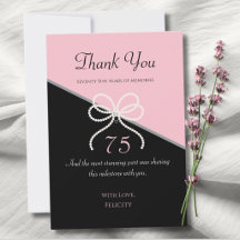 Cartes de remerciement rose et noir du gala des 75