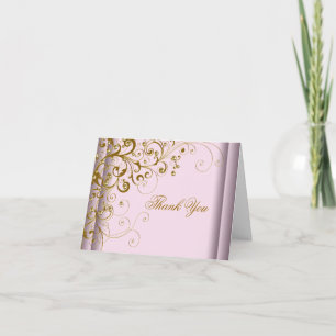 Cartes de remerciement rose et or