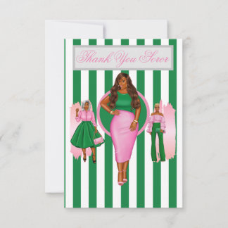 Cartes de remerciement rose et vert