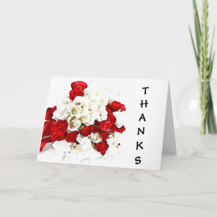Cartes de remerciement Rose Rouge-Blanche